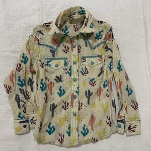 WRANGLER GIRLS XS RODEO PRINT LONG SLEEVE PEARL SNAP WESTERN SHIRT Cowgirl